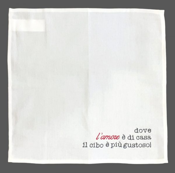Eco-tovagliolo ricamato DOVE L'AMORE E' DI CASA.... - immagine 2