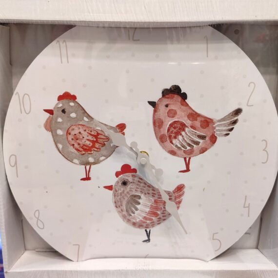 3 galline orologio da parete